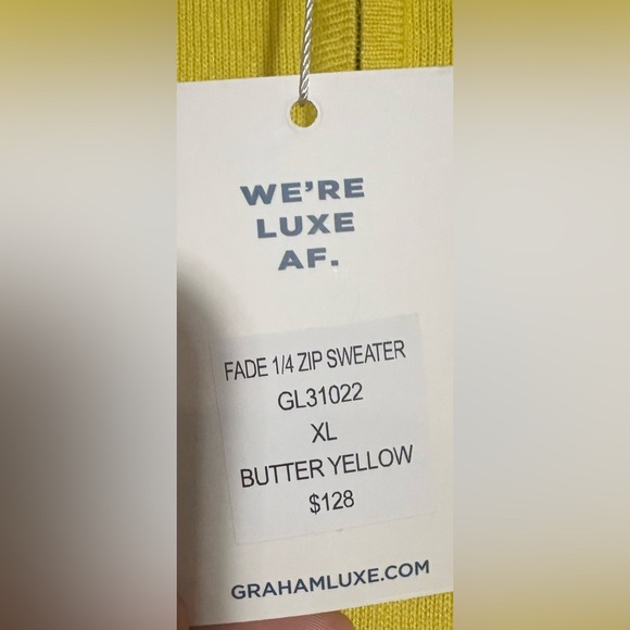 Luxe Men's Zip Up Sweater in Vibrant Yellow - Picture 2 of 3